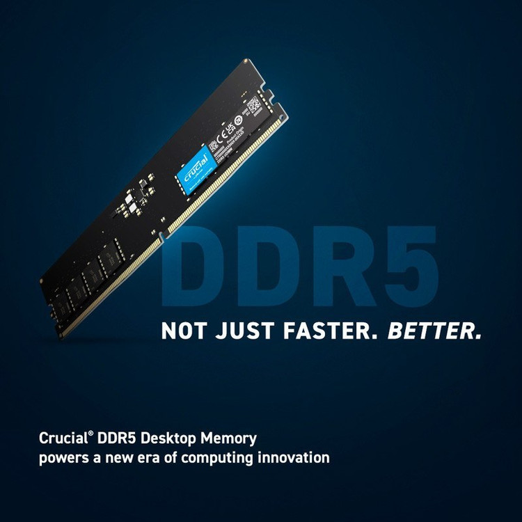 رم کامپیوتر کروشیال تک کاناله CT32 فرکانس 5600 مگاهرتز DDR5 تایمینگ CL46 حافظه 32 گیگابایت