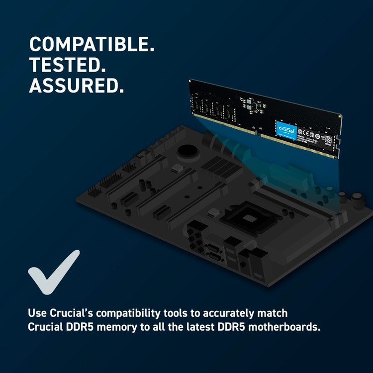 رم کامپیوتر کروشیال تک کاناله CT32 فرکانس 5600 مگاهرتز DDR5 تایمینگ CL46 حافظه 32 گیگابایت