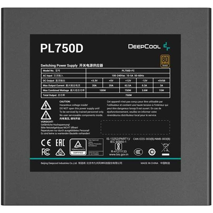 DeepCool PL750D 80 Plus Bronze 750W Power Supply