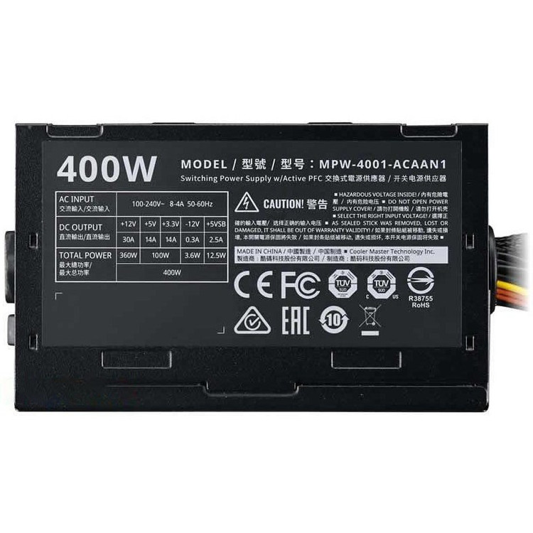 Cooler Master Elite V3 80 Plus White 400W Computer Power Supply