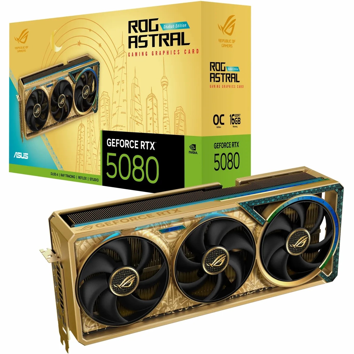 کارت گرافیک ایسوس ROG Astral RTX 5080 OC Dhahab حافظه 16 گیگابایت