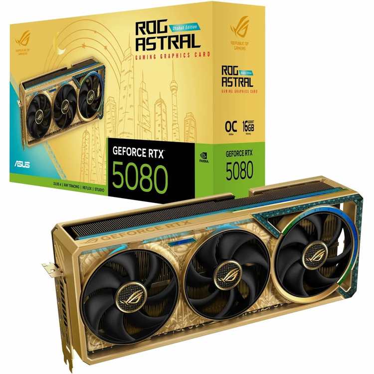 کارت گرافیک ایسوس ROG Astral RTX 5080 OC Dhahab حافظه 16 گیگابایت